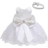 Blomma flicka klänningar för fest bröllop baby tjejer 1: a år födelsedag outfit bomull linging barn första communion 210508