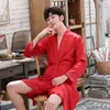 Men's Sleepwear Men Summer Solid Color Robe Male Silky Rayon Night Gown Nightwear V-Neck Kimono Bathrobe Soft Satin Home Clothes 3XLMen's