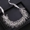 Trendy Handmade Wedding Accessories Silver color Baroque Rhinestone Crystal Headband Bridal Tiara Woman Hair Band Jewelry