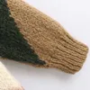 Snygg kontrastfärger Tröjor Kvinnor Mode Loose O Neck Pullovers Eleganta Dam Långärmad Knitwear 210531