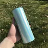 20Oz Sublimation Glitter Gerade dünne Tassen 600ml Rainbow Zylinder Slim Cups Beleidigte Tee Bier Becher Wasser Tumbler mit Kunststoff Stroh