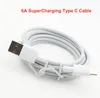 1M 66W 6A Super Dart Charger Cable Cables Snabb USB Typ C Type-C laddningsdata CORD för mobiltelefoner Huawei Android Mobiltelefon Xiaomi DHL FedEx Ups gratis frakt