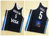 Maglia da basket personalizzata Manu Ginobili # 5 stampata bianco blu qualsiasi nome numero taglia XS-4XL 5XL 6XL maglie