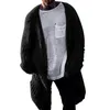 Pockets Men Autumn Winter Knitted Sweater Coat Long Cardigan Open Stitch Jacket Oversized Tricot Ribbed Men's Sweaters