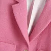 Zoete vrouwen v-hals single-breasted jas lente-herfst mode dames kantoor minderheid vrouwelijke korte getextureerde blazer 210515