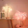 Fjärrkontroll Fjäderbordslampa USB / AA Batterikraft DIY Creative Warm Light Tree Feather Lampshade Bröllop Hem Sovrum Inredning