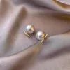 Nodo Croce Orecchini di perle Stud Double Side Wear Crystal Suit Ear Drop Donne 925 Lega d'argento Round Business Orecchino Gioielli europei di moda