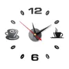 Muur klokken DIY grote klok frameloze reus modern design cafe koffiemok boon decor keuken horloge