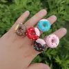 Mode schattige kleurrijke donut cirkel ring voor vrouwen snoep kleur donut transparante acryl ronde ringen sieraden