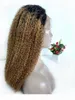 1B 27 Blonde Lace Front Wig Raw Indian Kinky Curly Ombre Human Hair Colored Wigs Pre Plucked Blonde Curly T Part Frontal Nat5719703