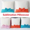 40x40cm Bow Pillow Covers Sublimation Blanks DIY Printing Cushion Pillowcases with Zipper RRF13299
