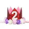 Crown Baby Headbands Girls Birthday Party Hairs Accessories Milky White Gold Silver Plated Figures Kids Flower Fashion Hair Band 4 5jm G2