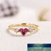 Huitan Heart Ring Creative Design Kvinnor Ring med tvåfärgad kubik Zircon Fashion Wedding Engagement Ring Femme Smycken med 6-10