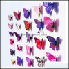 Decoración hogar jardín decoración Cenicienta de 12 piezas por juego mariposas 3D mariposa Pvc pegatinas de pared extraíbles mariposas Py3I Drop Delivery