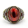 Reale puro anello vintage da uomo 925 turco naturale tailandese argento sterling classico colore rosso zircone anelli di pietra per le donne gioielli regalo 211217