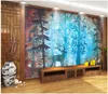 Aangepaste foto wallpapers voor muren 3D muurschildering behang moderne boom blauw bos fawn retro woonkamer tv achtergrond muurpapieren home decor