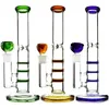 Cachimbos de água verde azul âmbar tubo reto triplo favo de mel percolador perc bongos de vidro coloridos tonado óleo dab rigs 14mm juntas tubos de água