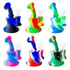 Colored 5.0" Smoking Pipe Portable Unbreakable Bongs Hookahs with 14.4mm joint Recycler Glass Bong Silicone Dab Oil Rigs