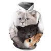 رجال السترات للرجال harajuku white hoodie 3d cat hoodies الرجال نساء غطاء الشارع بالحيوان