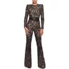 Women Jumpsuit Temperament Lace Rompers Womens Long Sleeve High Waist Slim White Black Autumn 210524