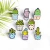 Cartoon Cactus Spilla Cute Mini Plant Plant Pot Smalto Donne Denim Giacche Baval Pins Cappello Bambino gioielli regalo di Natale