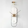 Nordic Luxury Big Wall Clock Horloge de salon Art créatif Art Moderne Design Minimalist Accueil Montre De Décoration silencieuse W6C Horloges