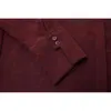 Vrouwen Fluwelen Zwart Wijn Rood Solid Turn Down Collar Lange Mouw Full Shirt Sash Herfst High Street B0438 210514