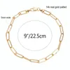 Anklets Gold Color Paperclip Oval Link Chain Flat Anklet 9 10 11 Inches Ankle Bracelet For Women Men Waterproof Marc22