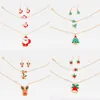 Kolczyki Naszyjnik Hellodr 4 Sztuk Boże Narodzenie Biżuteria Zestaw Dla Kobiet 2021 Trend Elk Santa Claus Bell Pierścienie Księżyc Bransoletka Charms