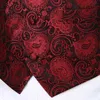 Vin rouge Floral Jacquard gilet hommes 3 pièces gilet cravate mouchoir ensemble marque Paisley robe gilet pour la fête de mariage 210522