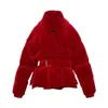 Death Winter Fashion Women Ropa algodón acolchado ropa vino color rojo cintura cinturones ajustados 19F-A137-03 211216