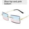 Rahmenlosen Trimmbalken Damen Square Gradient Sonnenbrille Trend Street schießen Brillen mit Brillen