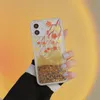 Glitter Quicksand Elk Deer Жидкие случаи для iPhone 13 12 11 Pro Max XS XR x 7 8 плюс кленовые цветы Мягкая прозрачная крышка