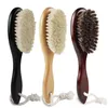 Brosses à cheveux naturel doux poils de chèvre brosse de balayage hommes barbe peigne ovale manche en bois barbier poussière pour outil de nettoyage cassé