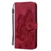 Intryck Butterfly Flower Vintage Leather Plånbok Fall för Samsung S23 Fe Ultra A04 A23E A14 5G A32 S21 Plus A25 A24 Note 20 Ultra A12 Holder Flip Cover Pouch Purse Purse