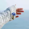 Vanssey Vintage Moda Azul Flor Folha Natural Pérola Revestimento de Cobre Brooch Pin Acessório de Casamento para Mulheres