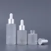 Flacone contagocce per olio essenziale smerigliato 20ml 30ml 50ml Bottiglie di siero di vetro con tappo in argento nero per cosmetici