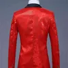 Shiny Red Pailletten Glitter Blazer Jacke Männer Nachtclub DJ Host One Button Anzug Blazer Männliche Prom Bühne Hochzeit Kostüme für Sänger 210522