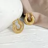 Hoop & Huggie Monlansher Small Chunky Screw Thread Earrings Gold Silver Color Metal Round Earring For Women Vintage Jewelry 2021