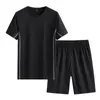 Tweedelige set voor mannen 2021 joggers trainingspak zomer kleding heren t-shirt shorts pak effen kleur plus size mannelijke sportpak 5XL x0610