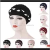 Шапка / черепные шляпы шляпы, шарфы перчатки модные независимы падение доставки 2021 повседневные турбаны женские жемчуги декор Femme Musulman Headscarf Turb