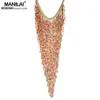 Manilai Bohemian Style Design Kvinnor Mode Charm Smycken Harst Pead Handgjord Lång Tassel Statement Link Chain Choker Halsband
