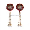 Dangle & Chandelier Earrings Jewelry Classic Long Pearl Tassel Bijoux Boho Colorf Oil Painting Flower Earring Jumkas Drop Delivery 2021 Mse1
