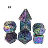 7pcs / Set Dice Metal Dice Star Sky Series Board Game Polyhedral Playing Games Dices Set con pacchetto al dettaglio A57 A20