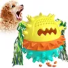 Dog Chew Toys Aggressive Chewers Interactive Funny Puzzle Puppy Balls with Bite Rope 4 in 1 Molar Squeaky Bouncing Treat LLF11708