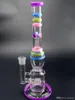 Bright Colorful Glass Bubbler Bong Hookahs 14" inch Tall 18.8mm Joint Size Straight Type Recycler Water Pipes Porcelain for Smoking