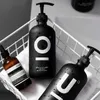 Dispensador de sabão banheiro 500ml para xampu chuveiro gel condicionador de cabelo preto vidro vazio cozinha garrafa de armazenamento