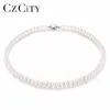CZCITY 100% 925 Silver for Women 7-8mm Flawless Natural Freshwater Pearl Necklace Fine Jewelry Whole