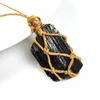 Nieregularne Naturalne Czarne Energia Kamień Lina Pleciony Handmade Naszyjniki Wisiorek Z Łańcuchem Dla Kobiet Mężczyzna Moda Lucky Jewelry