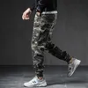 Moda Streetwear Erkekler Jeans Yüksek Kalite Gevşek Fit Askeri Kamuflaj Rahat Kargo Pantolon Büyük Cep Hip Hop Joggers Pantolon